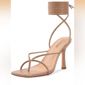 ISNOM Women's Nude Strappy Heels